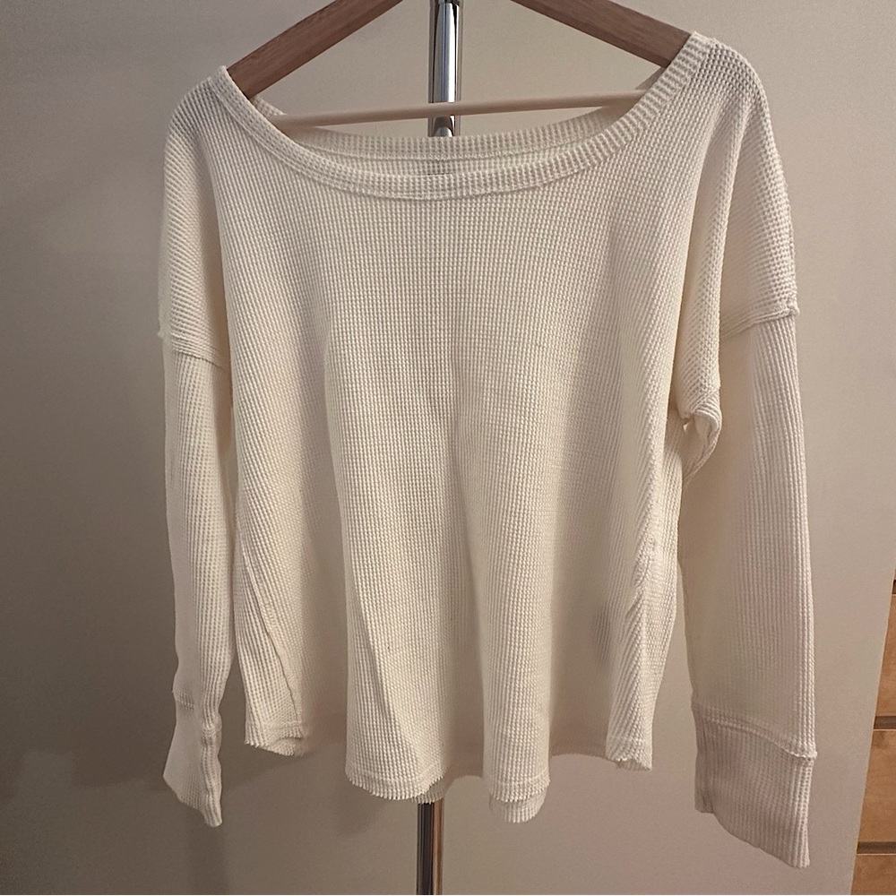 Abercrombie & Fitch White Waffle Knit Top